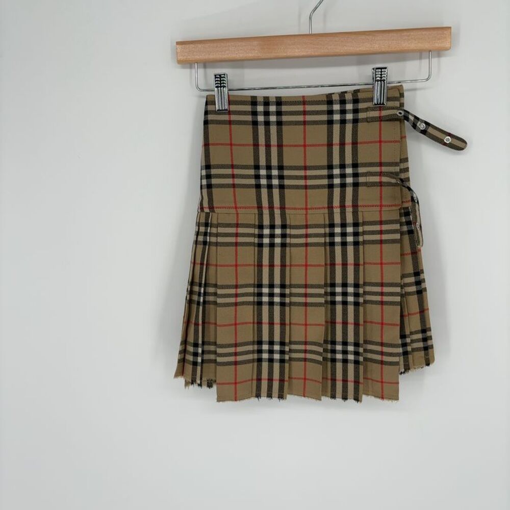 Burberry Pleated Checked Mini Skirt